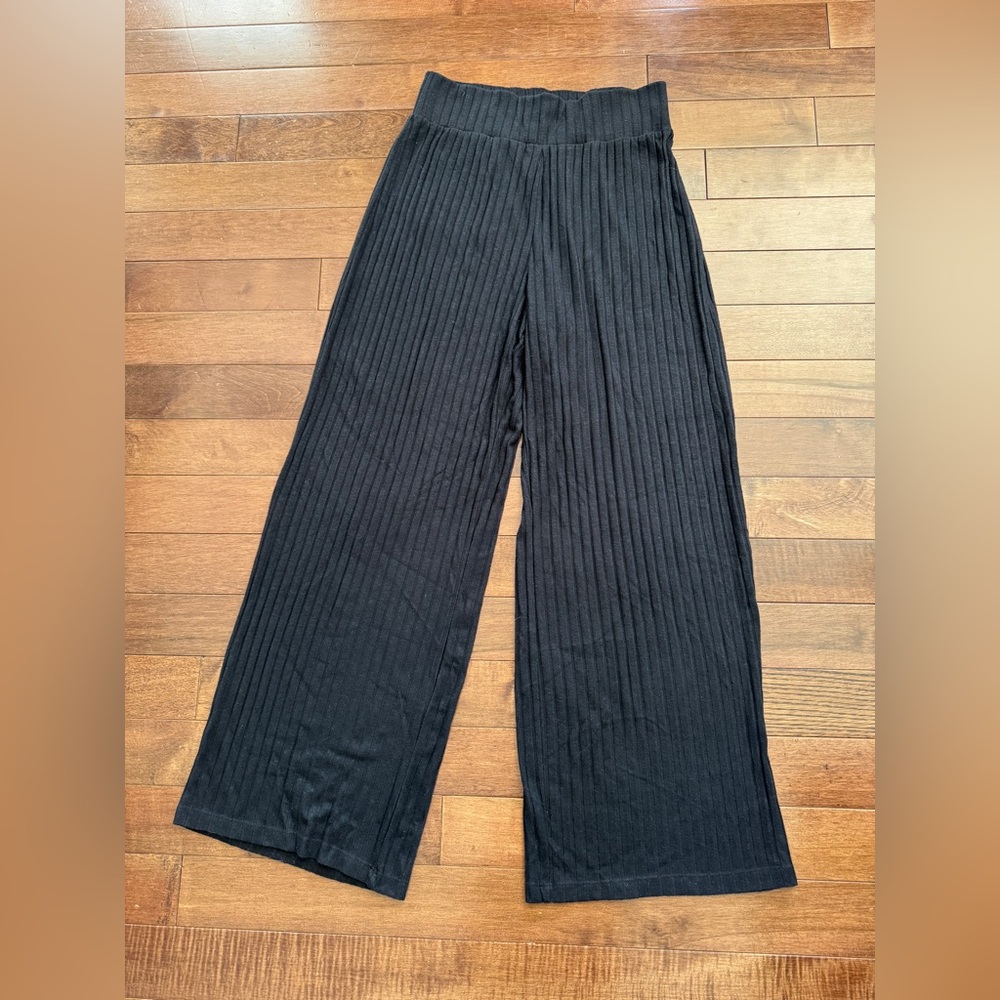 Abercrombie & Fitch Black Ribbed Wide-Leg Pants Women’s L